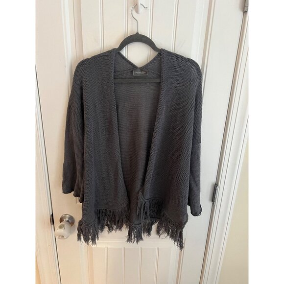 Tuckernuck Wooden Ships‎ Gray Cardigan Sweater With Fringe Hem Size XS/S - Picture 1 of 5